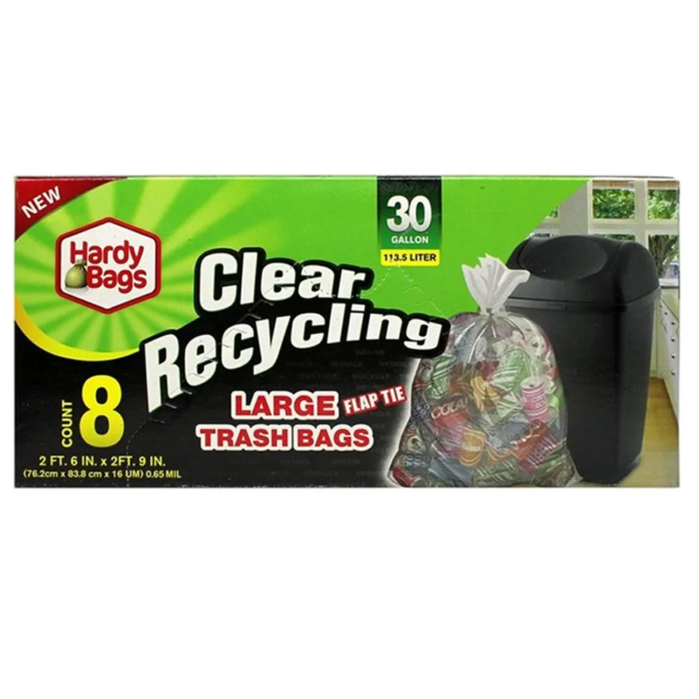 32ct Clear 30 Gallon Recycling Large Trash Bags Garbage Disposable Heavy Duty