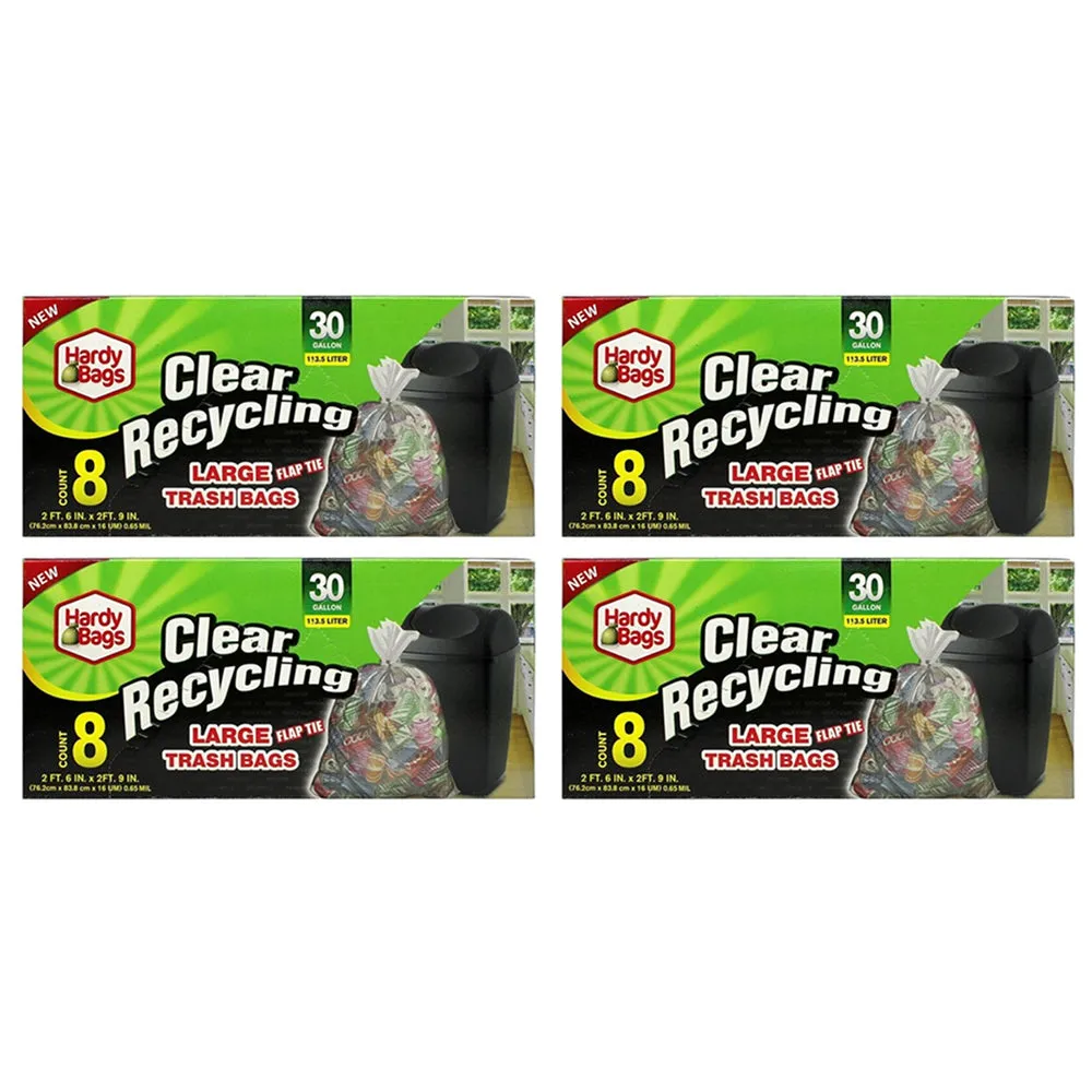 32ct Clear 30 Gallon Recycling Large Trash Bags Garbage Disposable Heavy Duty