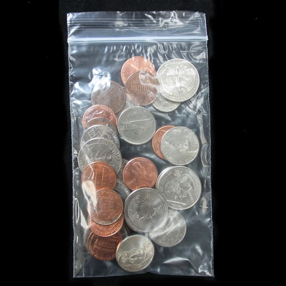 600 W 3"x5" H Poly Bags Baggies Seal Reclosable 2 Mil Plastic Clear