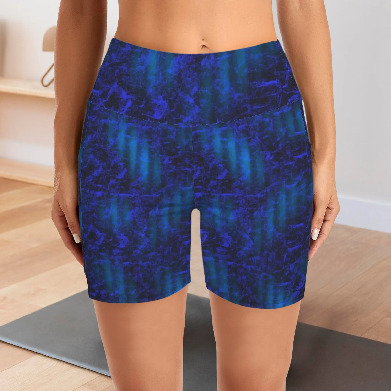 Blue Steel Yoga Shorts with Pockets up to 5 XL (FWS)