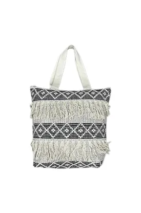 Boho Lush Cotton Handmade Tufted Beach Tote Bag