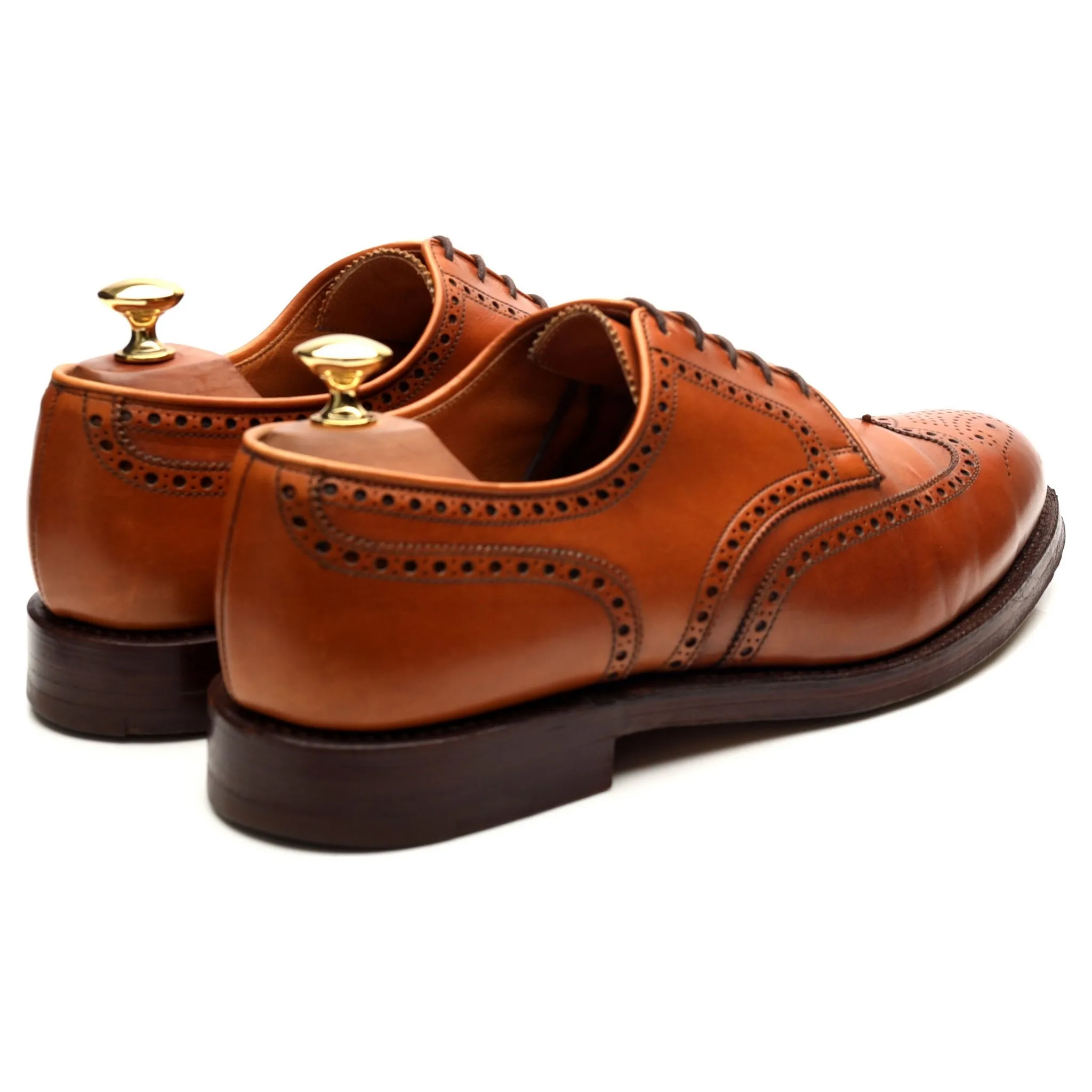 'Cardiff' Tan Brown Leather Derby Brogues UK 9.5 E