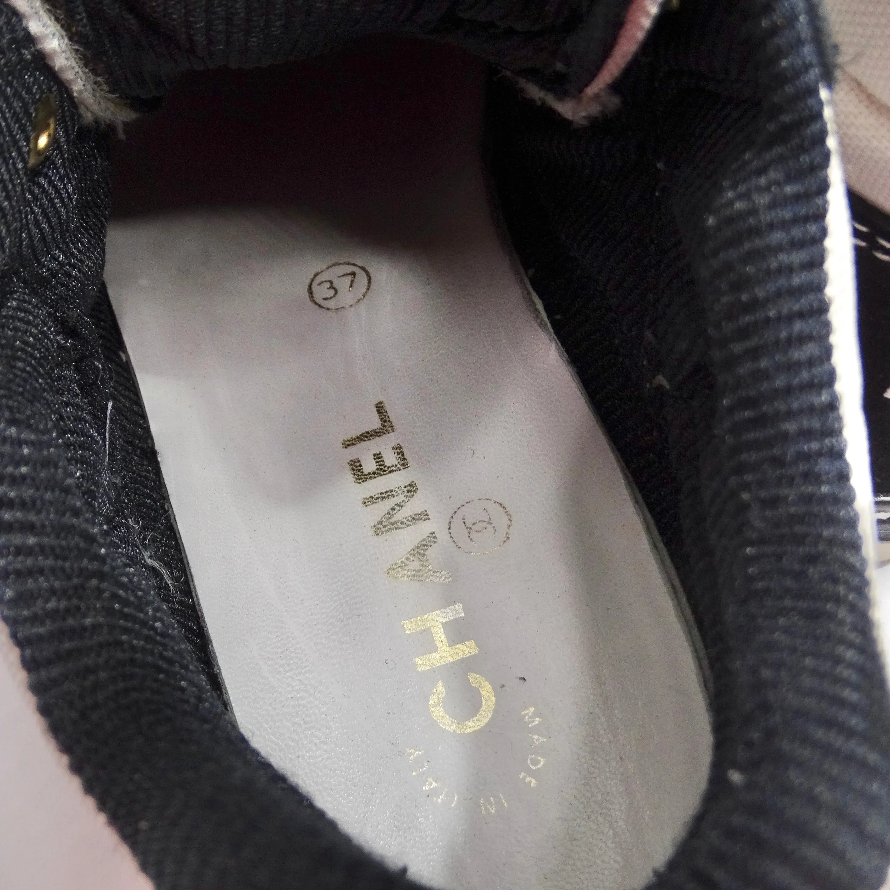 Chanel 1980s CC Lace-Up Black & White Sneakers