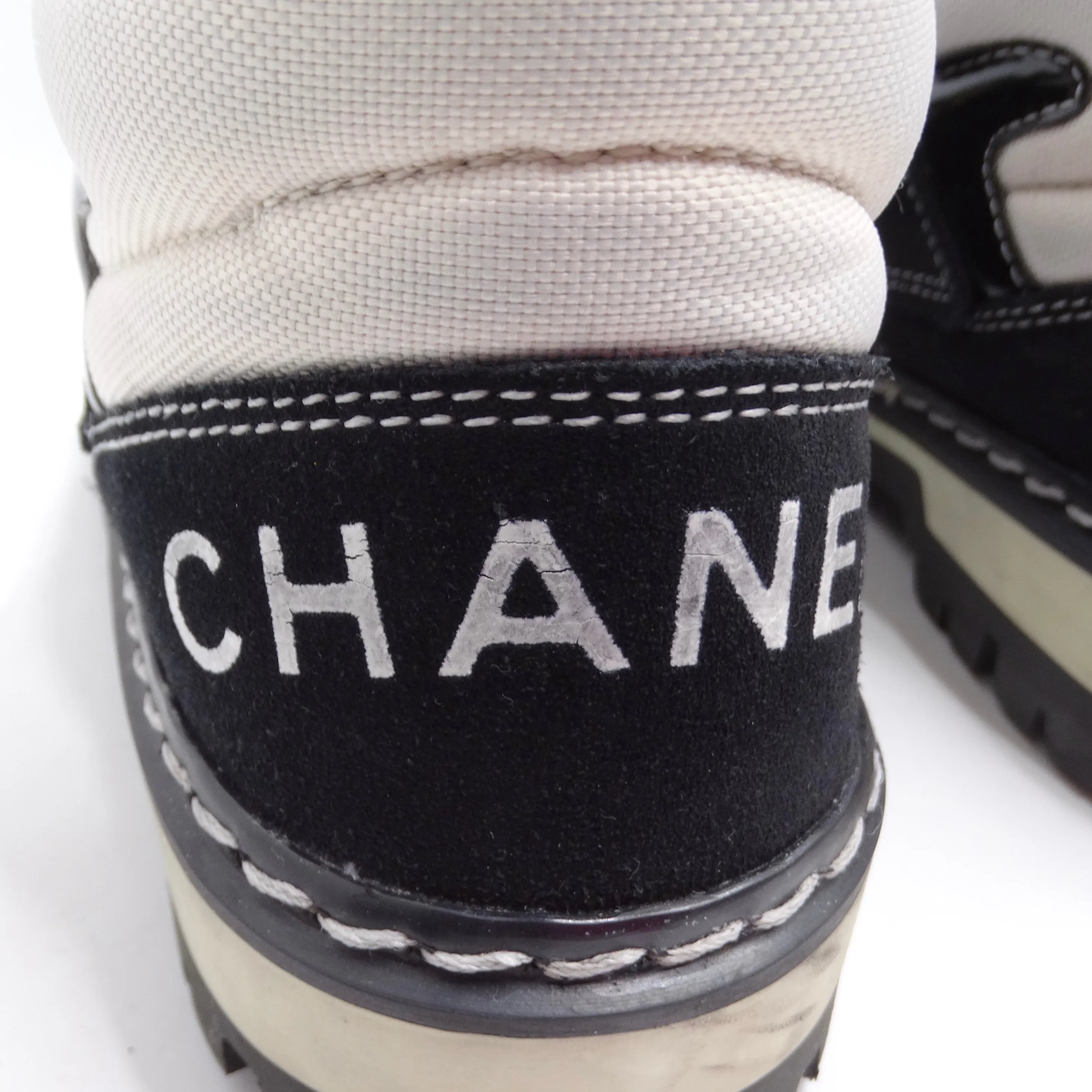 Chanel 1980s CC Lace-Up Black & White Sneakers