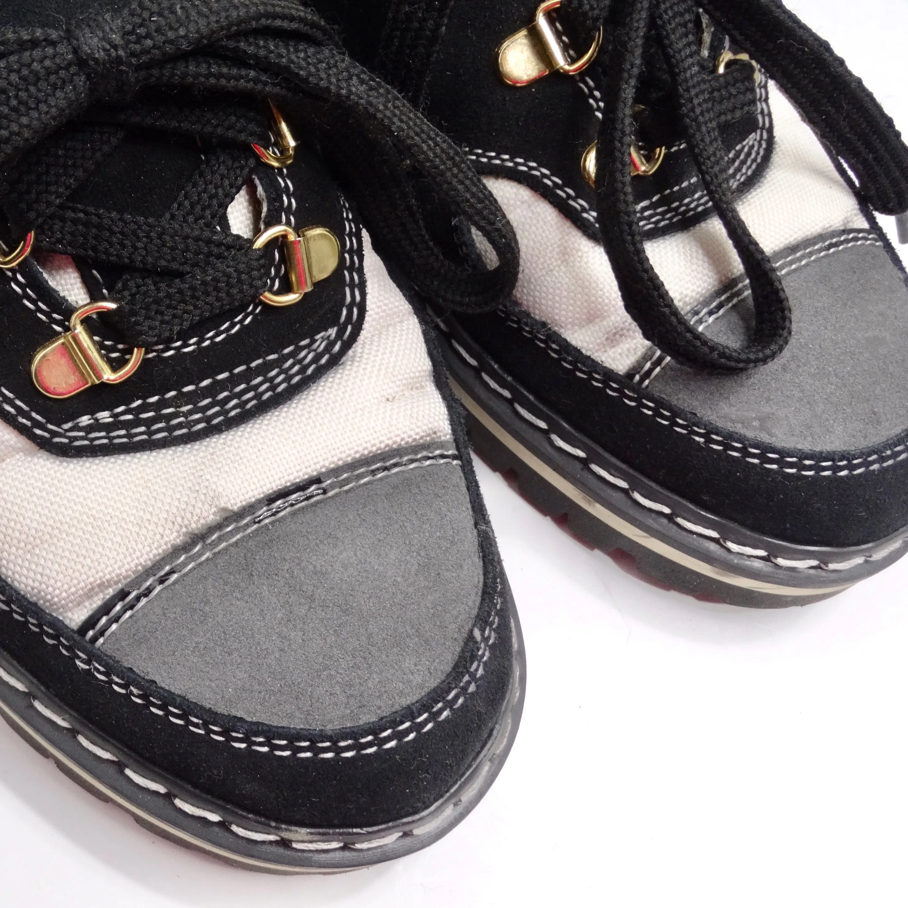 Chanel 1980s CC Lace-Up Black & White Sneakers