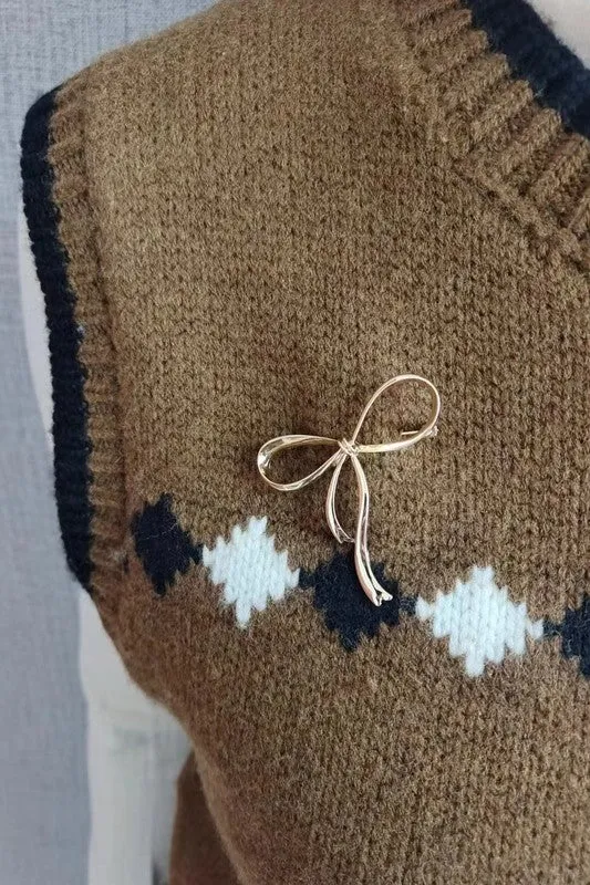 Classic Bow Ribbon Brooch Pin Charm
