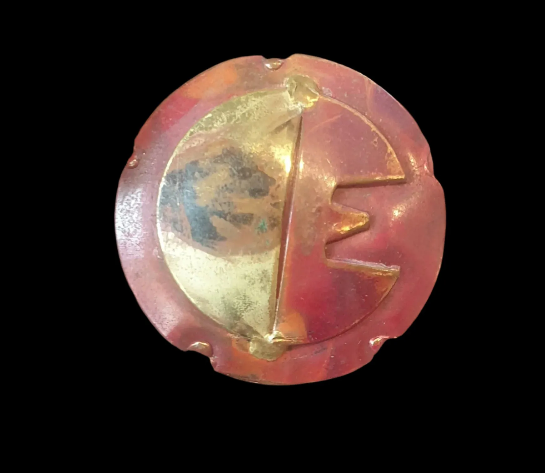 Copper & Brass Brutalist Vintage Clip-On Earrings