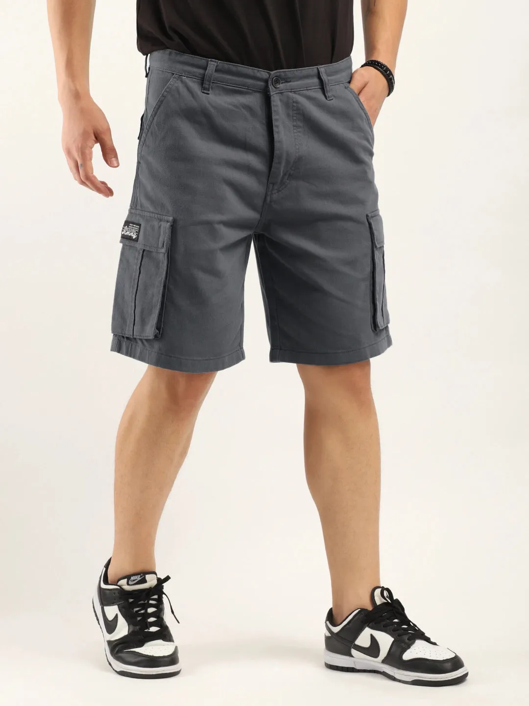 Fusion Dark Ash Grey Cotton Shorts