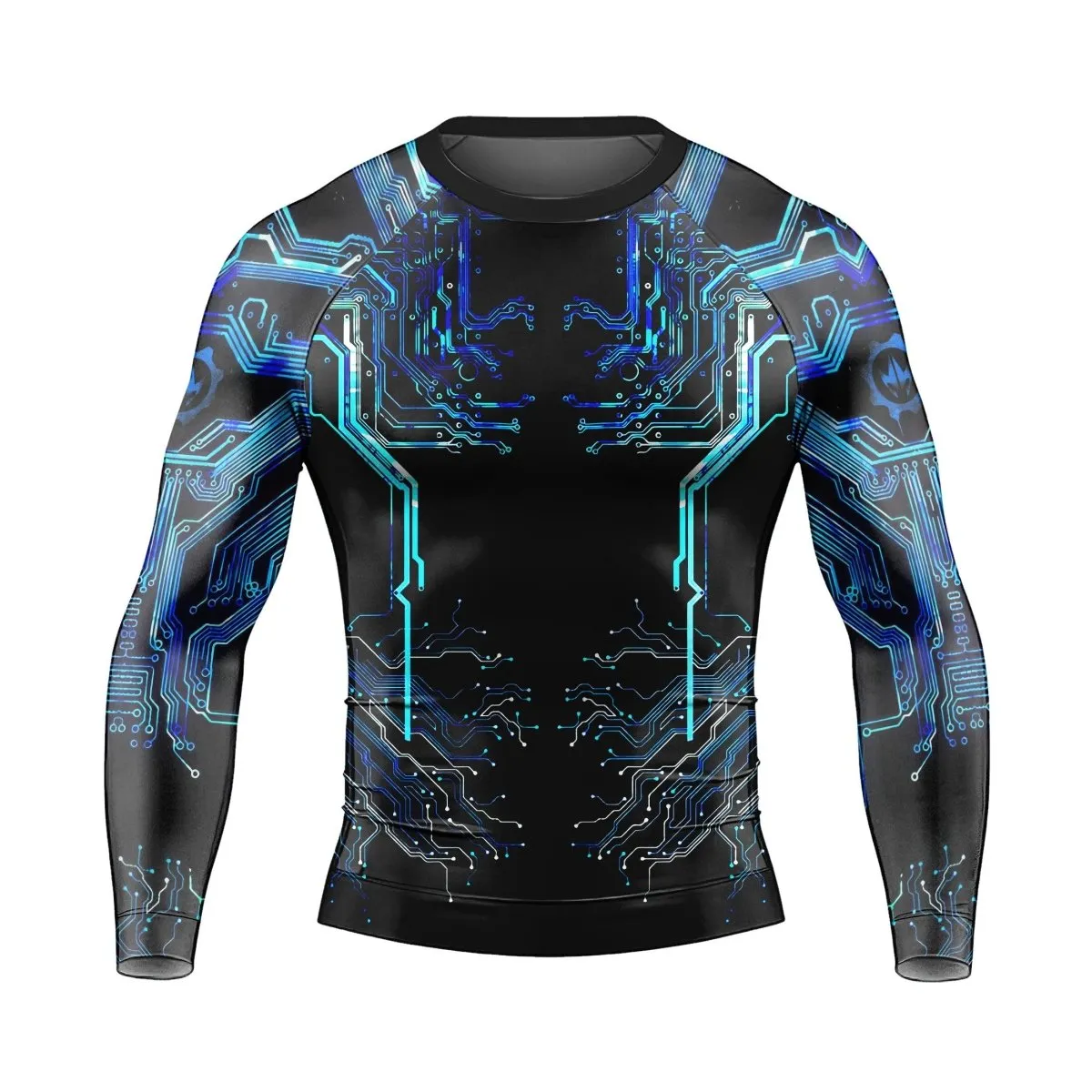 Glowing Circuit Men's Long Sleeve Rash Guard