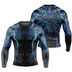Glowing Circuit Men's Long Sleeve Rash Guard