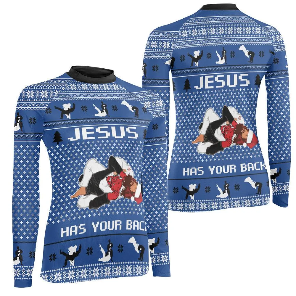 Jesus Santa Choking Women's Long Sleeve Rash Guard