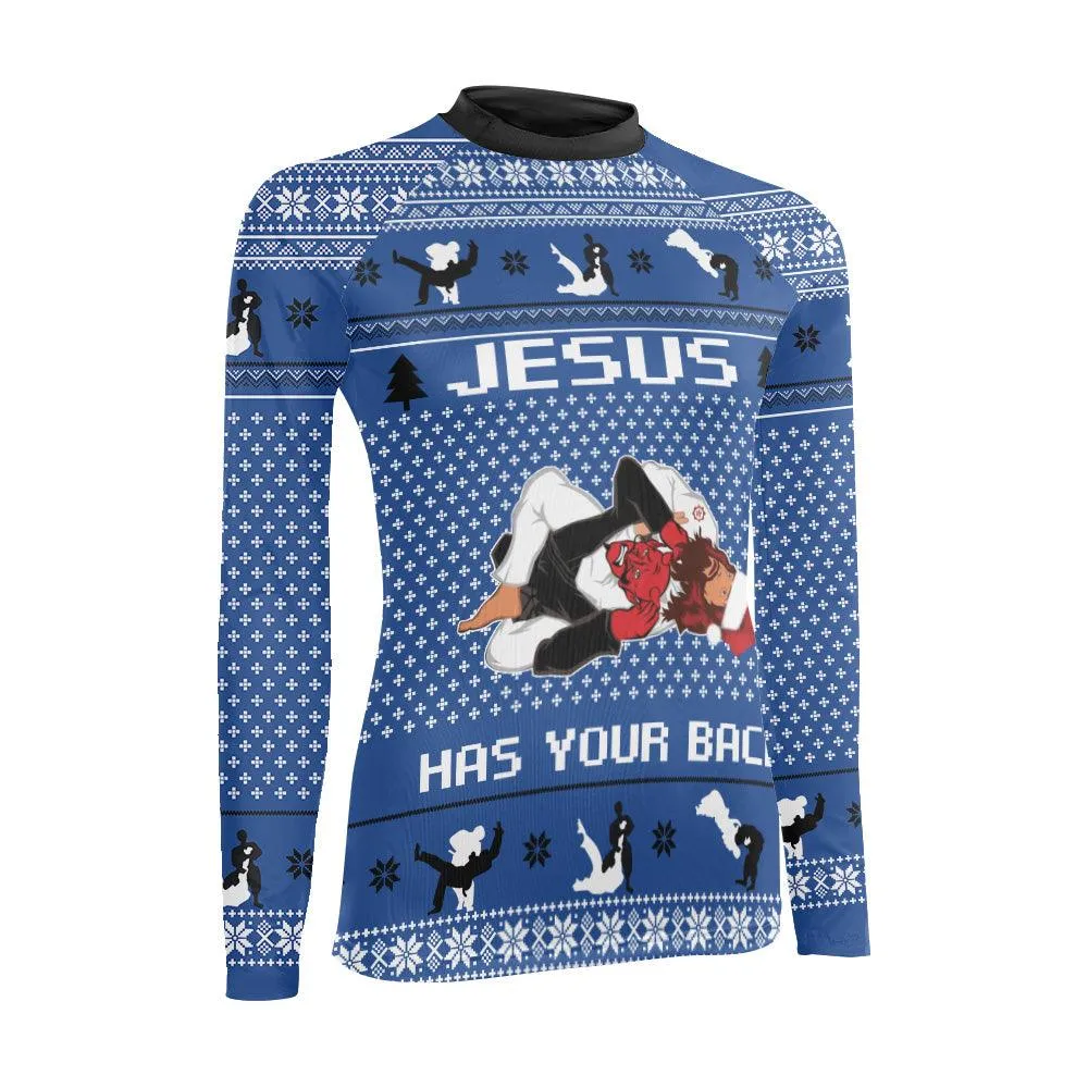 Jesus Santa Choking Women's Long Sleeve Rash Guard