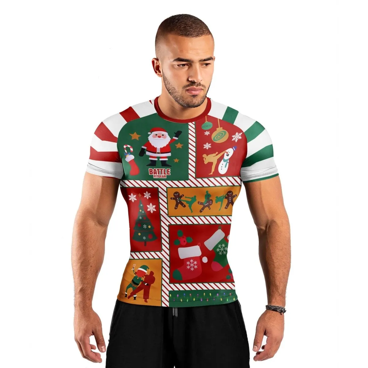 Jiu Jitsu Christmas Short Sleeve Rash Guard