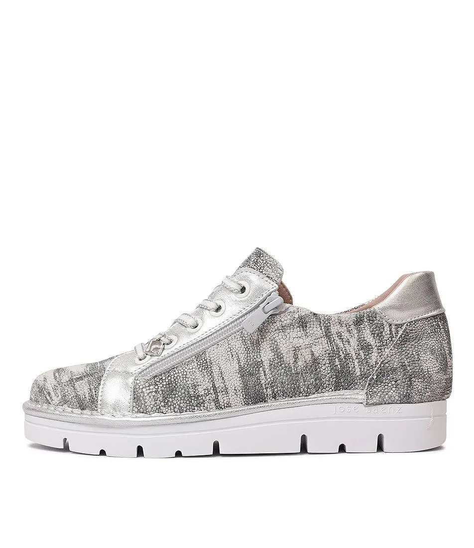 Js-2001 Grey Multi Leather Sneakers