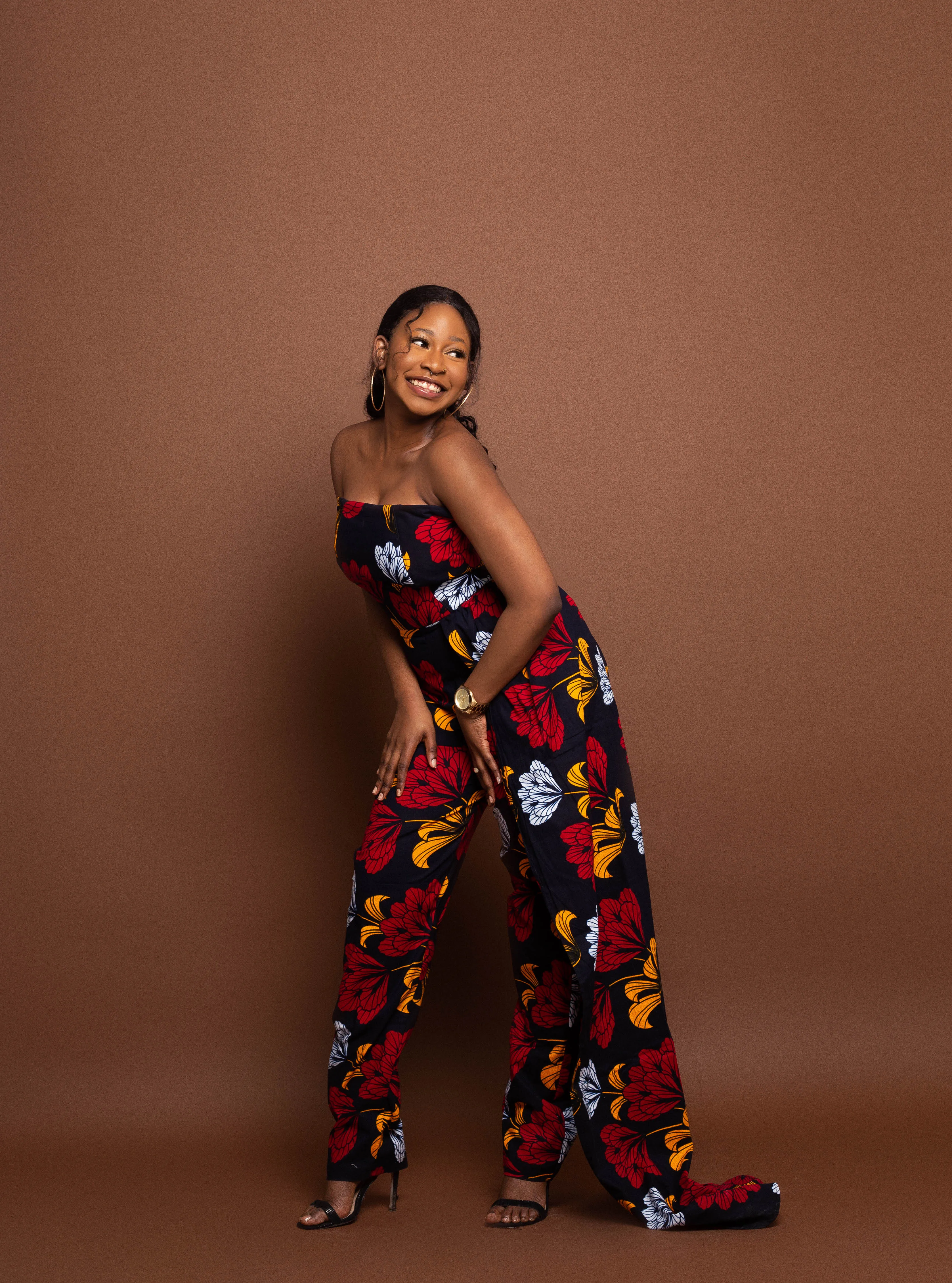 Koko Ankara Tube Jumpsuit | Red and White African Print