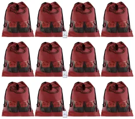 Kuber Industries 12 Piece Non Woven Travel Shoe Cover, String Bag Organizer, Maroon -CTMTC039523