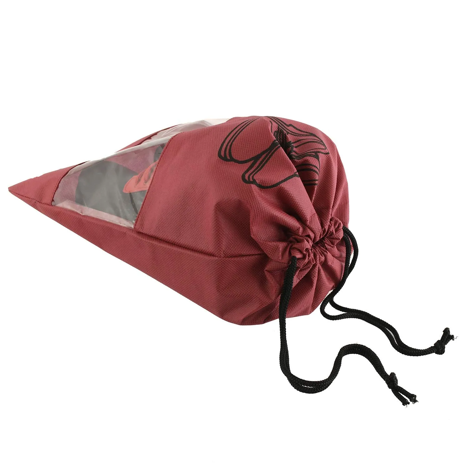 Kuber Industries 12 Piece Non Woven Travel Shoe Cover, String Bag Organizer, Maroon -CTMTC039523