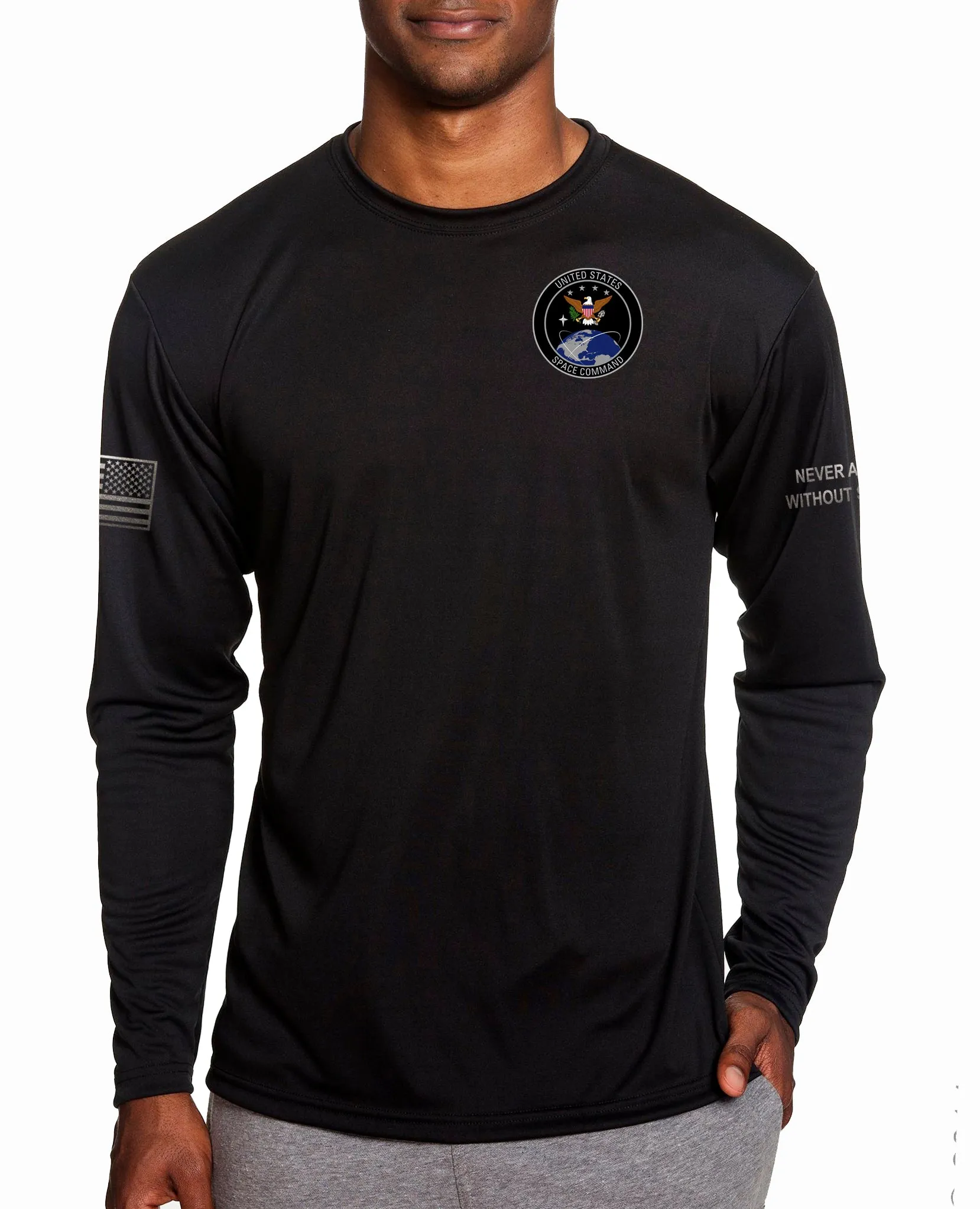 Long Sleeve Black on Black Performance PT Shirt. This shirt IS approved for PT.