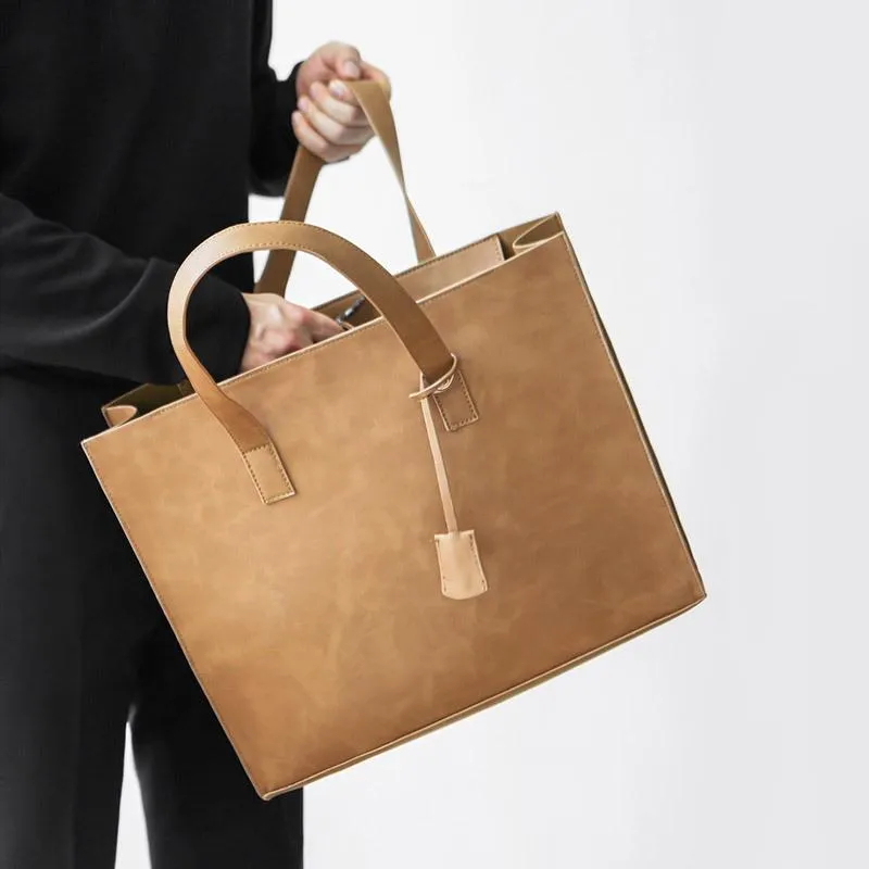 Men Leather Shoulder Bag Large Capacity Handbag