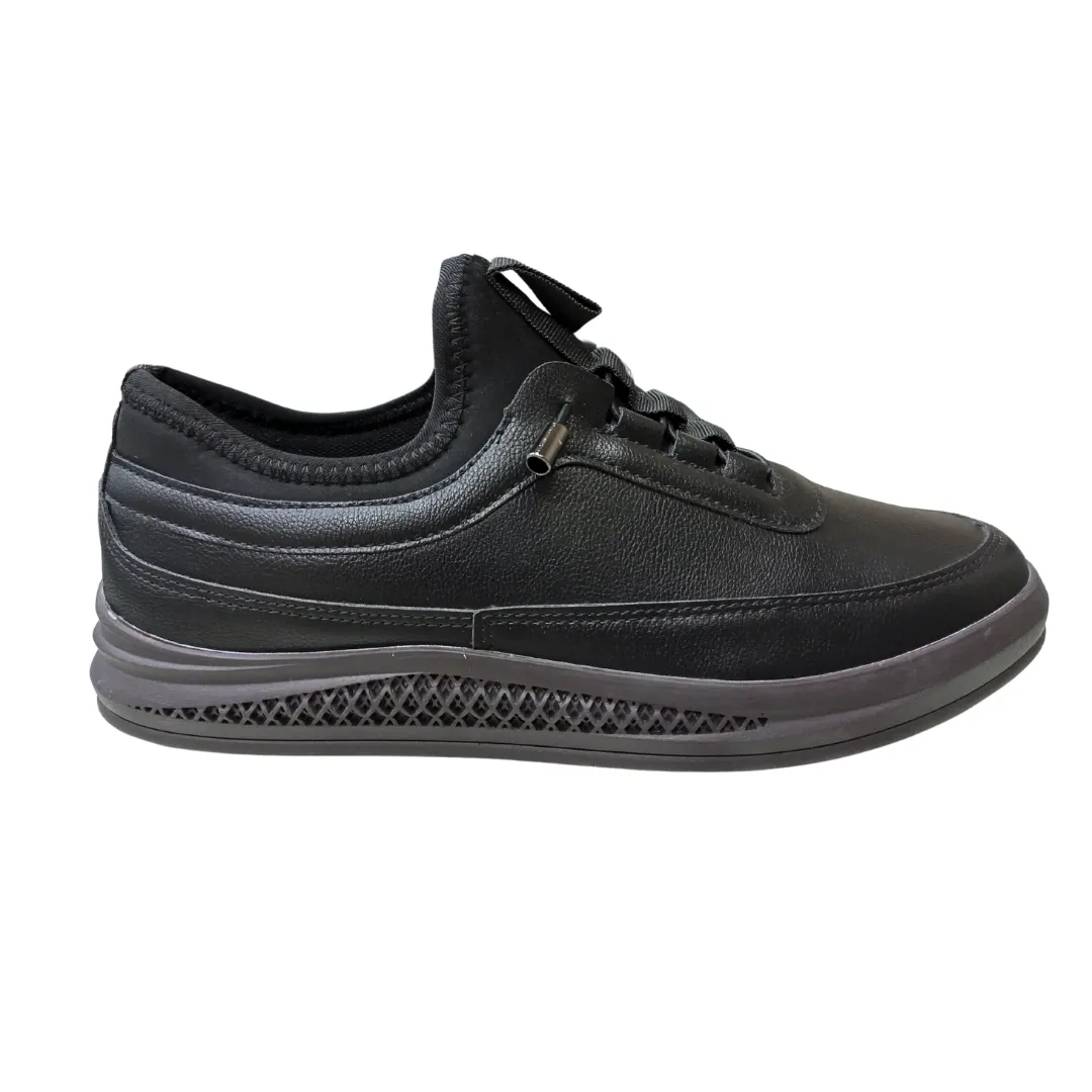 Men’s Black Leather Casual Sneakers – Sleek, Versatile & Comfortable