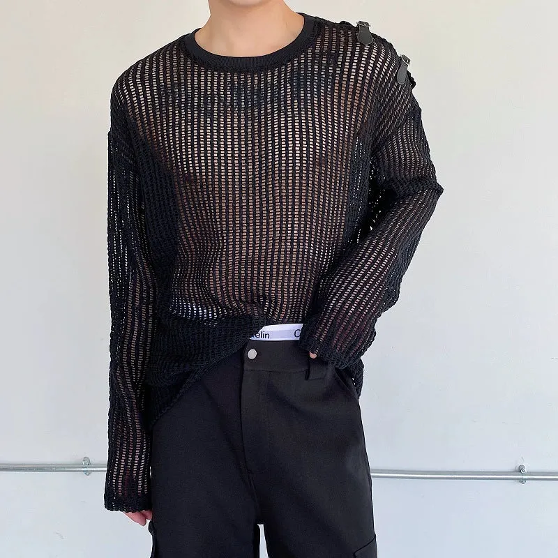 Mesh Cutout Off-shoulder Shirt