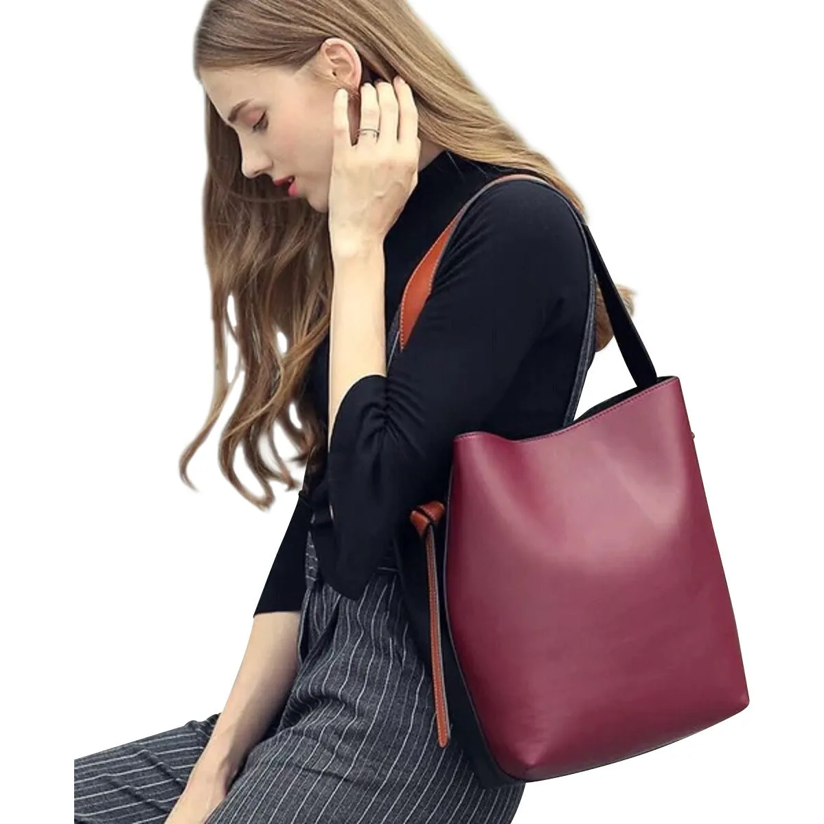 Multi Colored Large Ladies Handbag (Genuine Leather), accessories