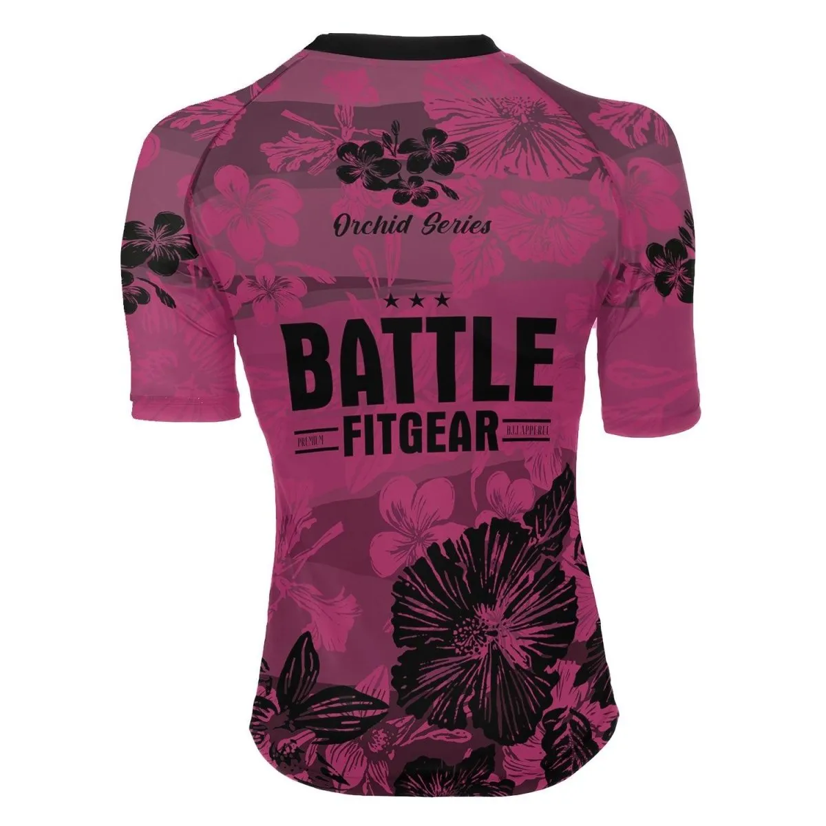 Orchid Series Floral Pink Heart Pattern Women's Short Sleeve Rash Guard