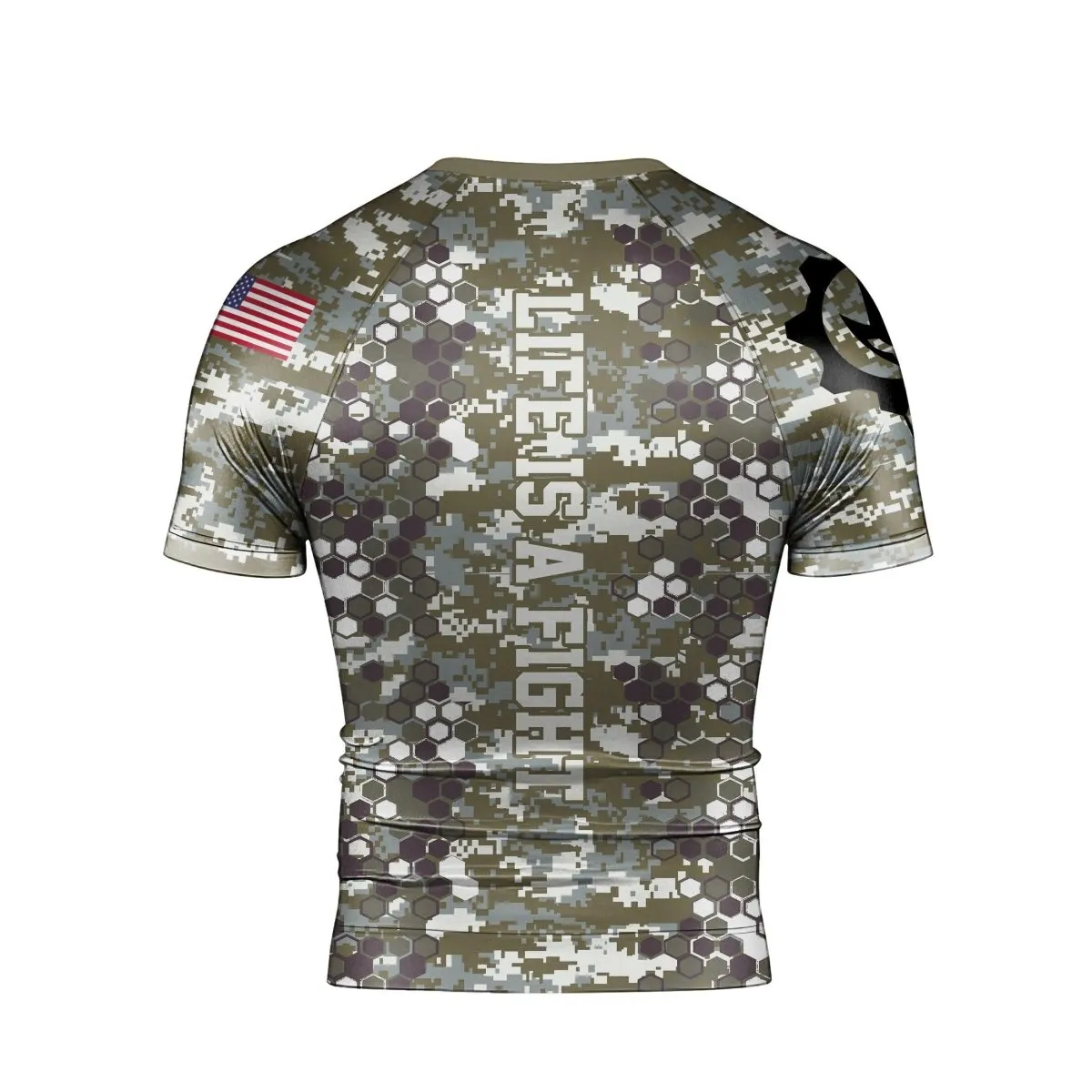 Personalized Army Camo Men's Short Sleeve Rash Guard