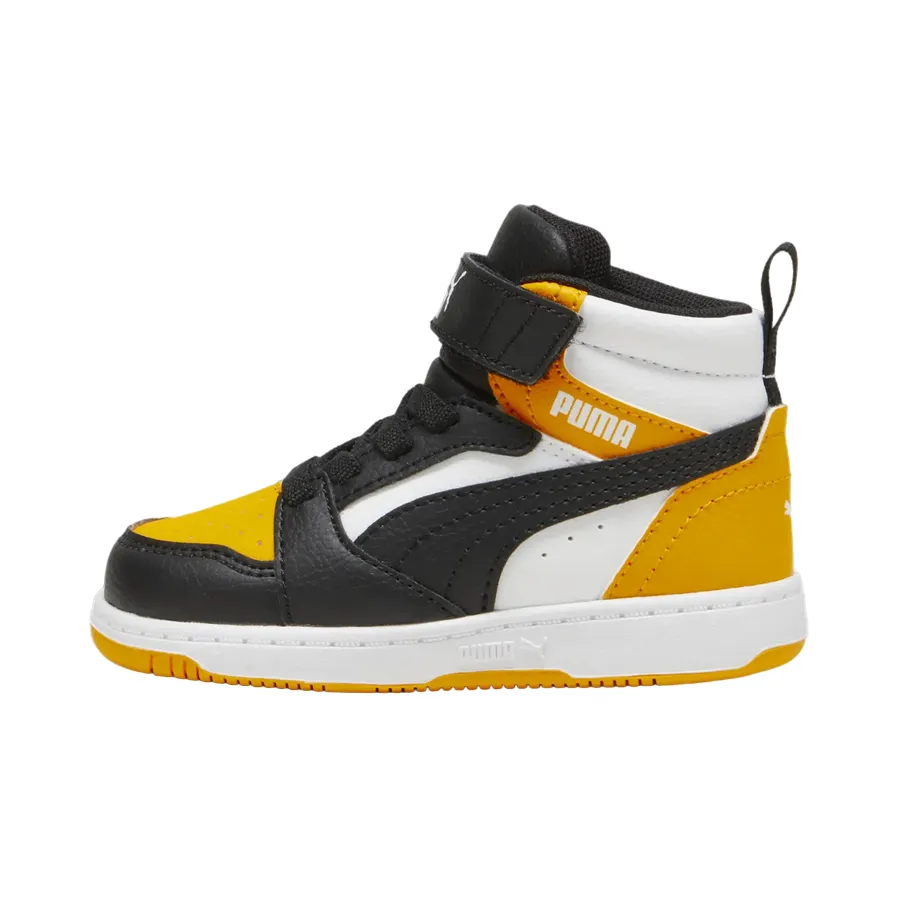 Puma scarpa da ginnastica alta da bambino Rebound V6 Mid 396542-19 nero-mandarino