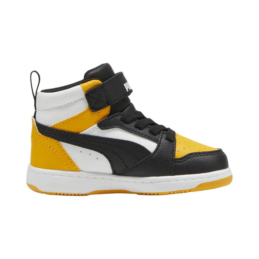 Puma scarpa da ginnastica alta da bambino Rebound V6 Mid 396542-19 nero-mandarino