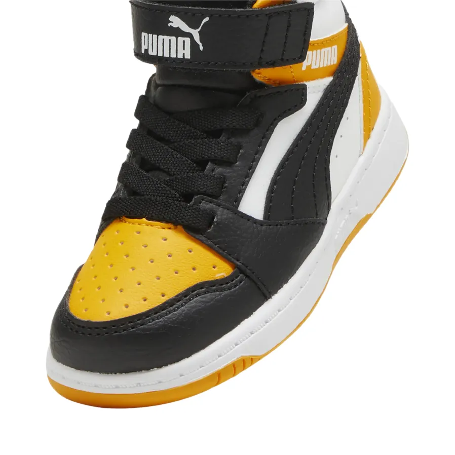 Puma scarpa da ginnastica alta da bambino Rebound V6 Mid 396542-19 nero-mandarino