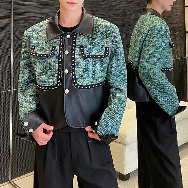 Retro PU Leather Patchwork Short Jacket