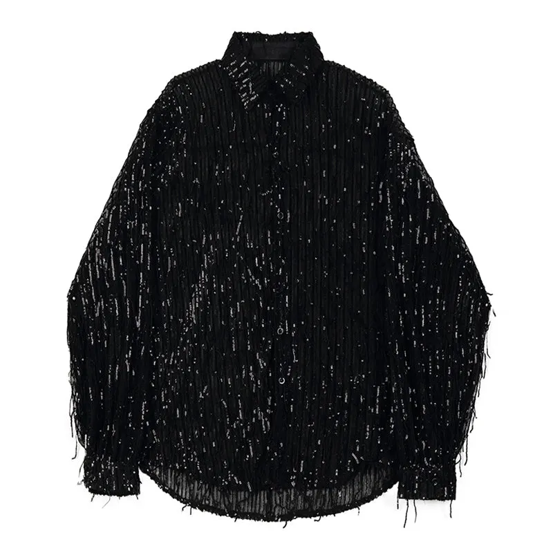 Summer Stage Tassels Sequins Tops Shorts Suits