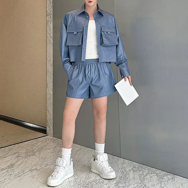 Three-dimensional Pocket Shirt and Shorts Suit Two Piece Sets