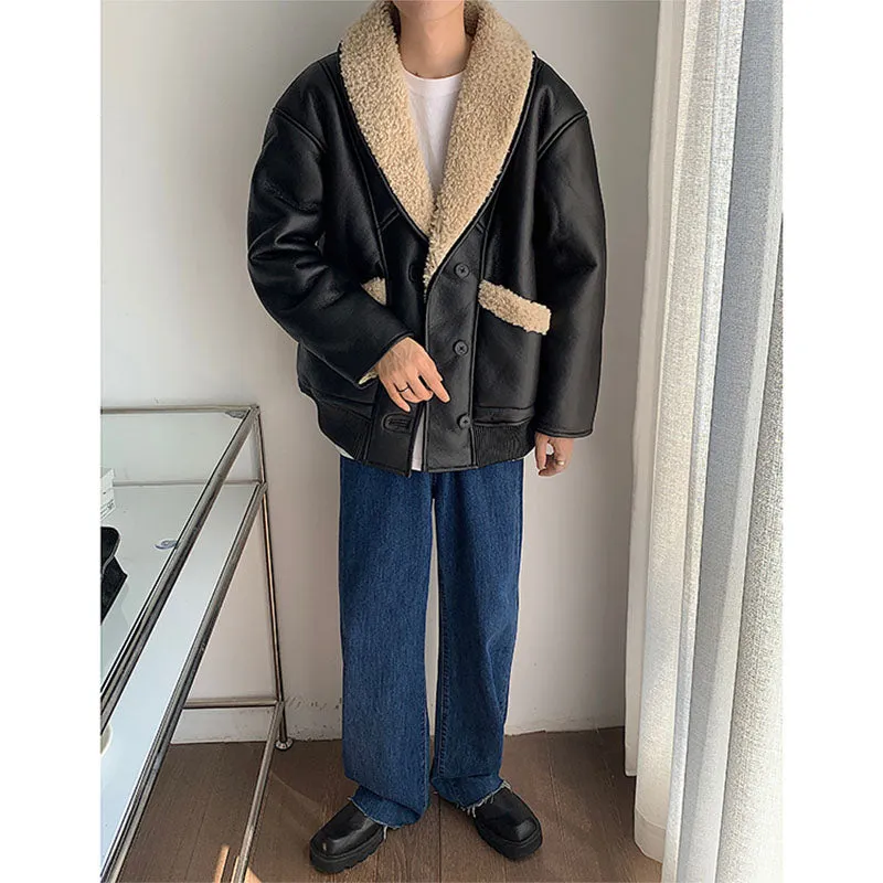 Vintage Faux Leather Thickened Jacket