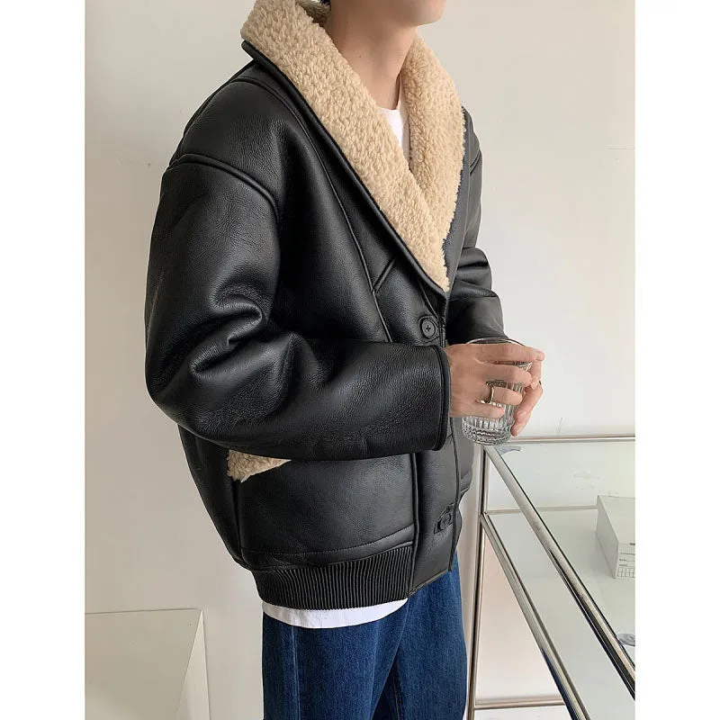 Vintage Faux Leather Thickened Jacket