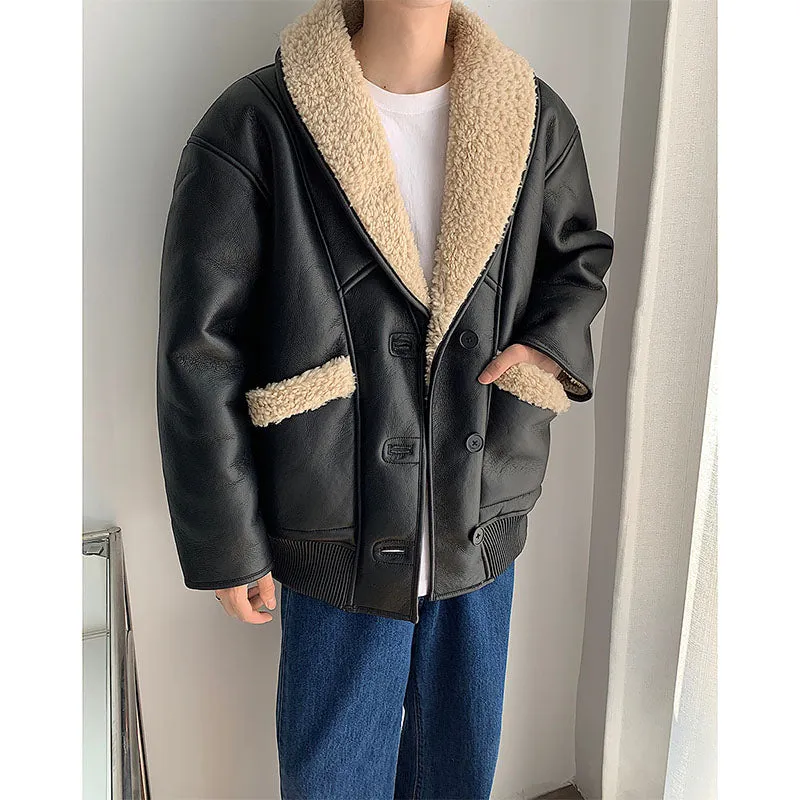 Vintage Faux Leather Thickened Jacket