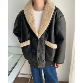 Vintage Faux Leather Thickened Jacket