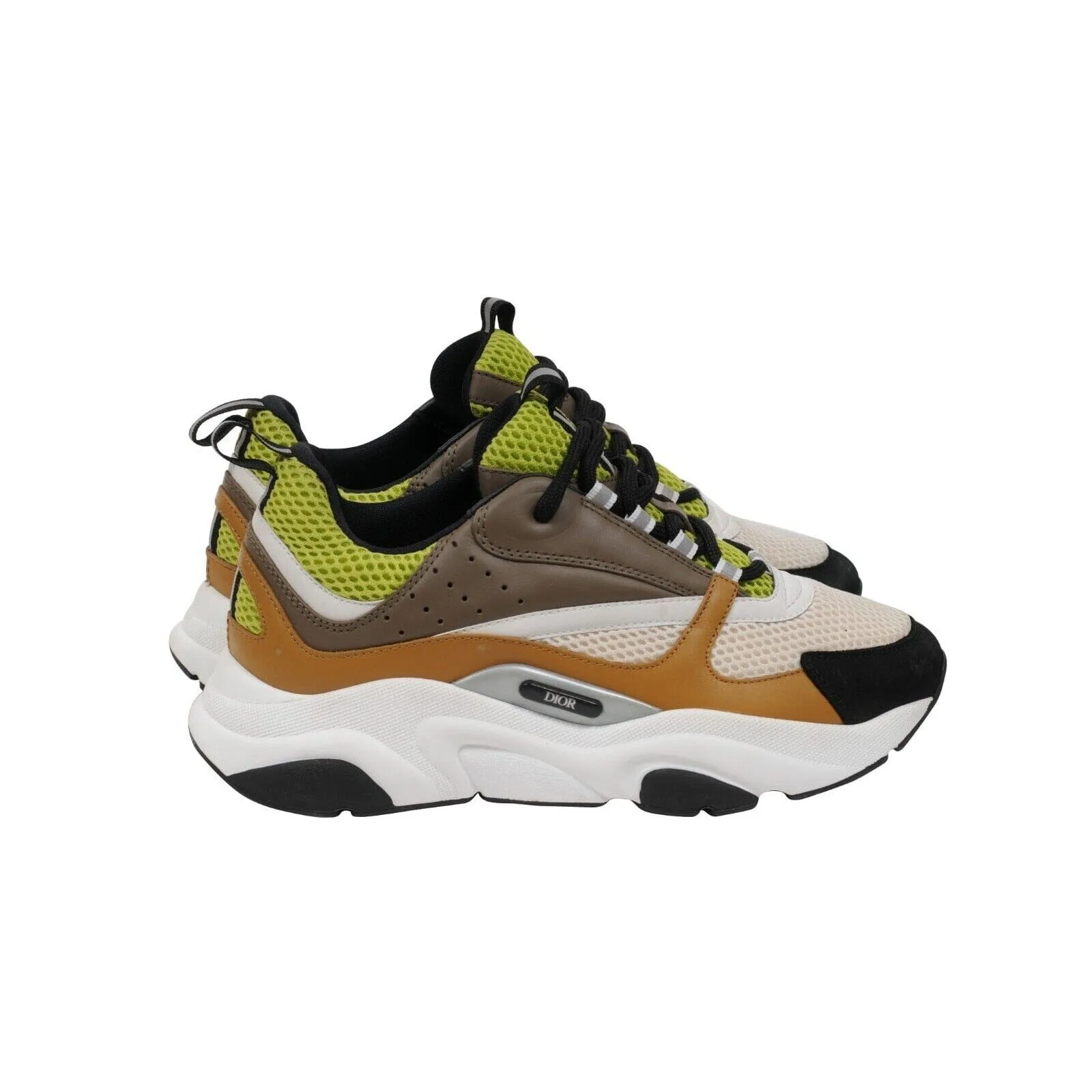 White Brown Neon Green B22 Sneakers Chunky Dad