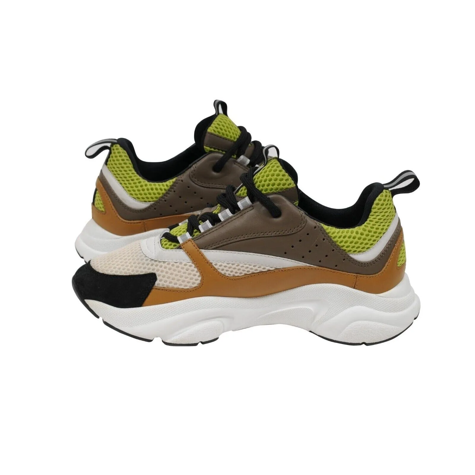White Brown Neon Green B22 Sneakers Chunky Dad