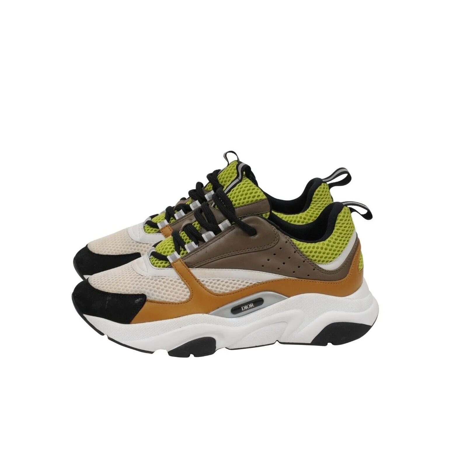 White Brown Neon Green B22 Sneakers Chunky Dad