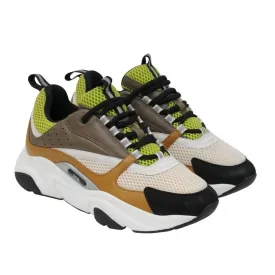 White Brown Neon Green B22 Sneakers Chunky Dad