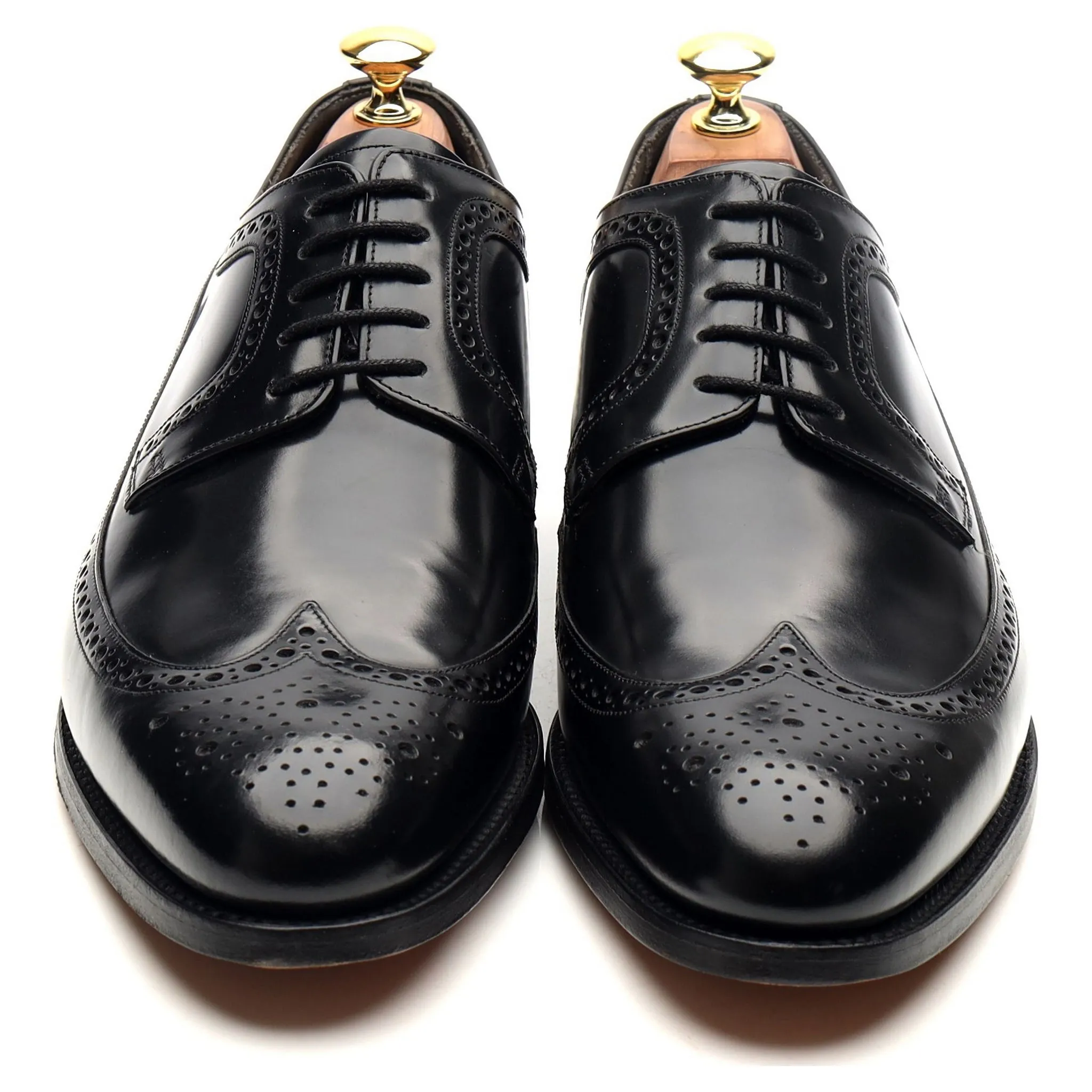 'Woodbridge' Black Leather Derby Brogues UK 8 G