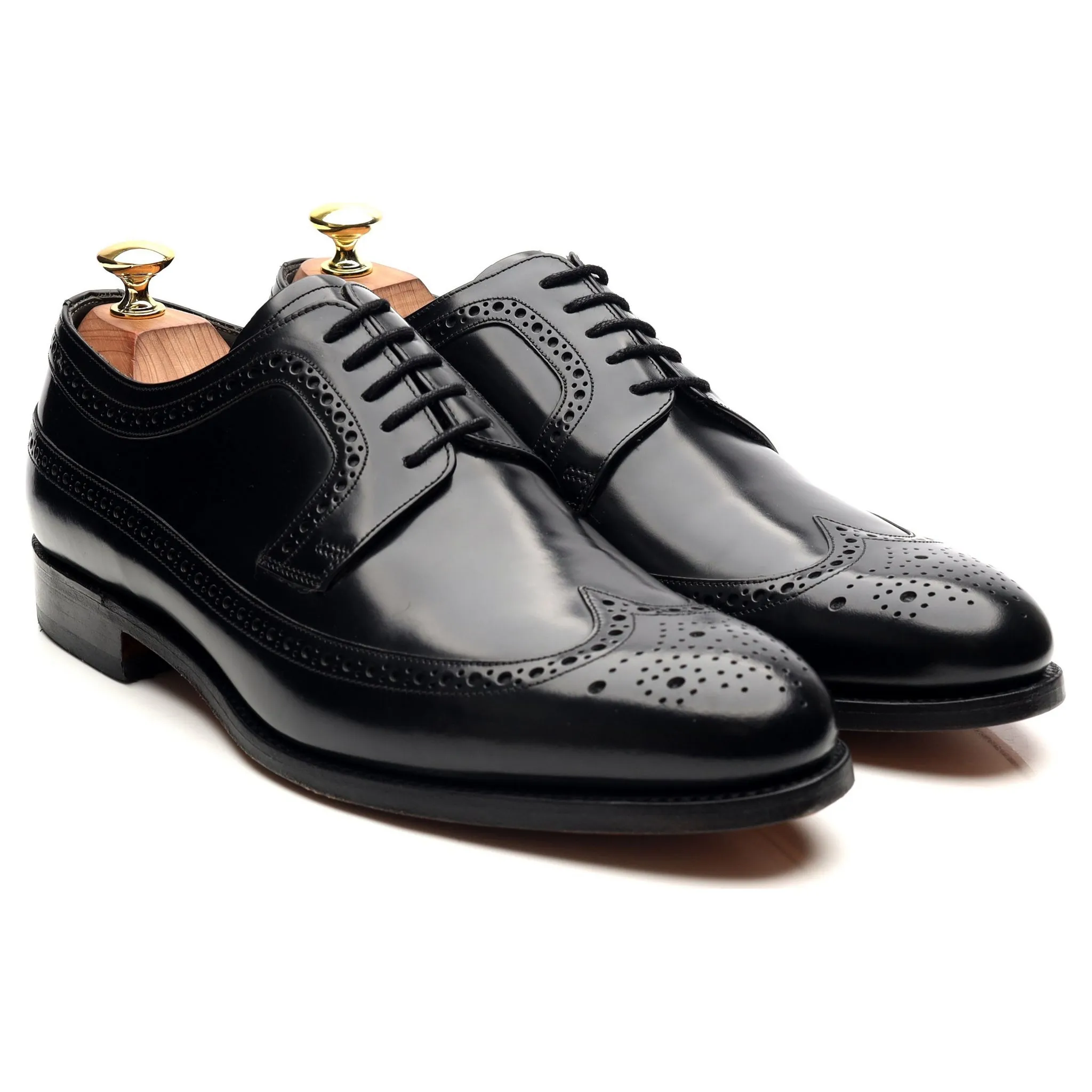 'Woodbridge' Black Leather Derby Brogues UK 8 G