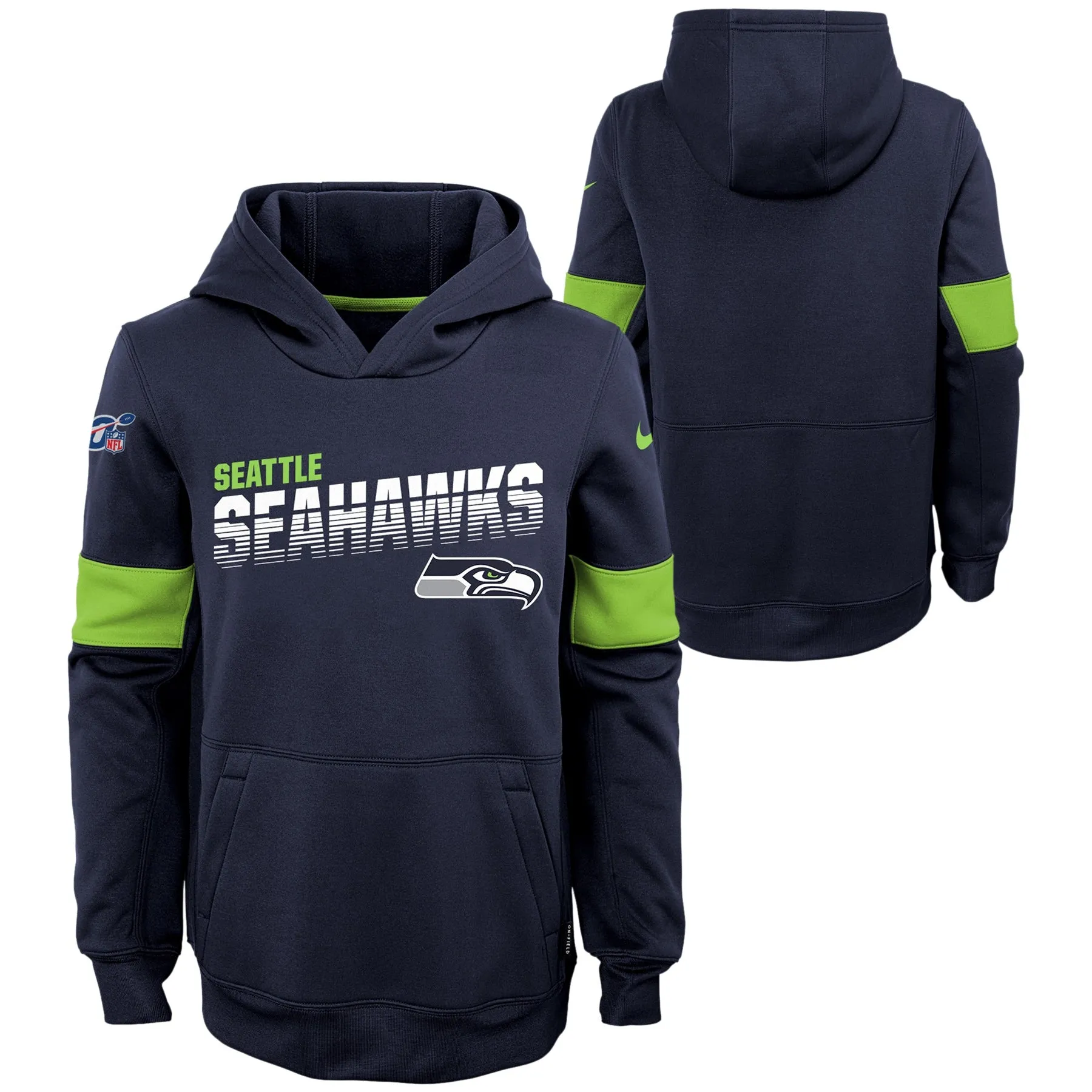 Youth Nike Navy Seattle Seahawks On-Field Performance - Pullover Hoodie